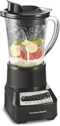 Hamilton Beach Wave Crusher Blender for Smoothies With 40 Oz Glass Jar and 14 Functions Ice Sabre Blades &amp 700 Watts for Consistently Smooth Results Black &amp Stainless Steel (54220)