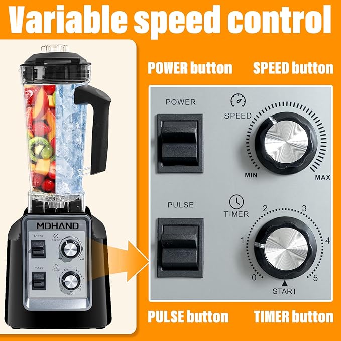 Professional Blender for Smoothies Powerful 1400W Smoothie Blender 68oz Large Capacity with 2 To-Go Cups 6 Stainless Steel Blades Kitchen Blenders for Smoothies Ice Crushing &amp Frozen Fruit