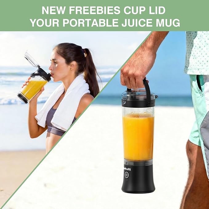 Mulli Upgraded Personal Blender17oz Portable Blender for Shakes &amp Smoothies USB-C Rechargeable BPA-Free with Leak-Proof Lid &amp Straw Lid Dishwasher Safe Cups
