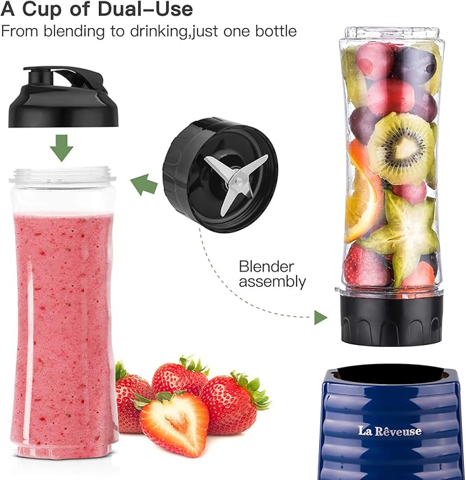 La Reveuse 300W Personal Size Blender (Navy) + La Reveuse 34 oz Electric Citrus Juicer