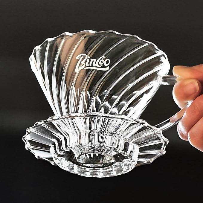 Bincoo Glass Pour Over Coffee Maker Set All-Glass Borosilicate V-shape 60° Cone Dripper &amp 500ml Coffee Carafe Server V-shape 60° Cone Drip Brewer with 50 V02 Filters