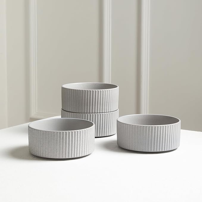 Stone Lain Haven Stoneware 16-Piece Dinnerware Set Grey -Plates and Bowls Sets for 4 Dish Set Includes Dinner and Salad Plates Pasta and Cereal Bowls Microwave &amp Dishwasher Safe