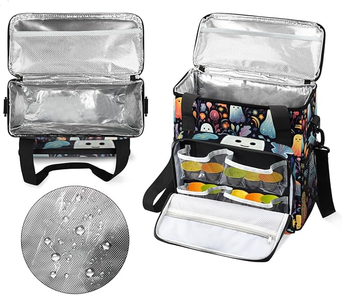Halloween Ghosts Coffee Maker Carrying Bag Portable Travel Storage Tote Bag Compatible with K-Mini or K-Mini Plus Single Serve Coffee Brewer Carrying Case with Multiple Pockets &amp Shoulder Strap