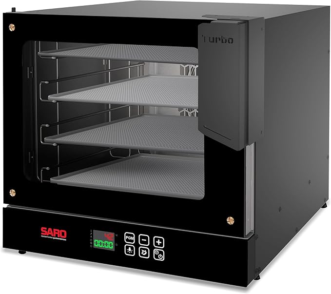 SARO FTD22 Commercial Electric Turbo Convection Oven Charcoal Gray Stainless Steel Large Digital Display Touch Control 4 Baking Trays 49x49x47 Inches