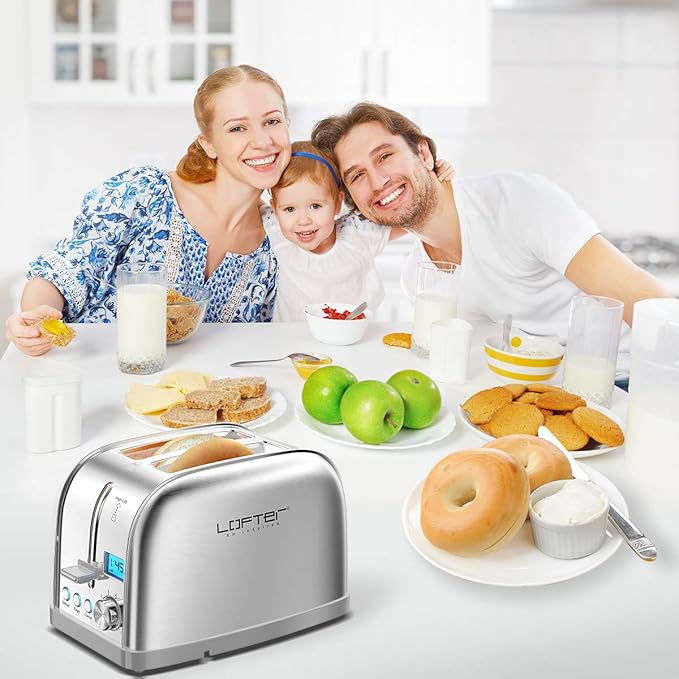 Lofter 2 Slicer Toaster with Bagel Function Stainless Steel