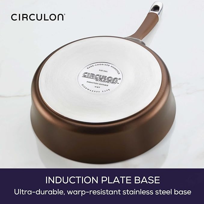 Circulon Symmetry Dishwasher Safe Hard Anodized Nonstick Cookware Pots and Pans Set 11-Piece Chocolate