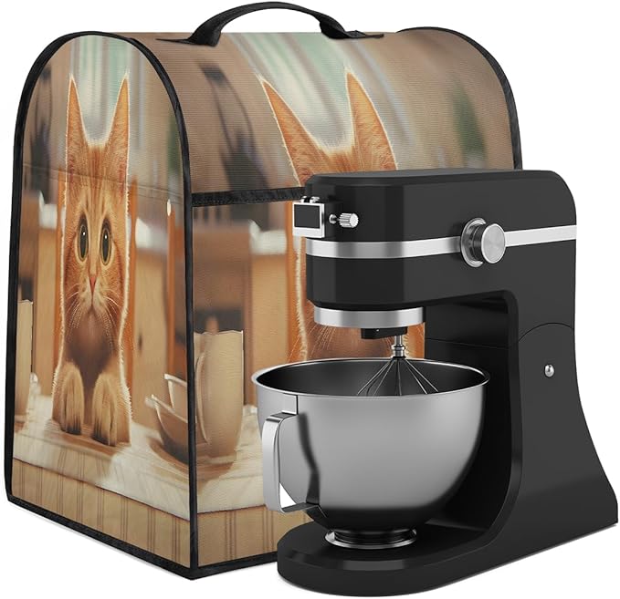 cfpolar Kitchen Aid Mixer Cover Compatible with 6-8 Quarts Cute Animals Kitten Stand Mixer Cover Kitchen Aid Mixers Accessories Appliance Organizer Bag Dust Covers with Zipper Pocket