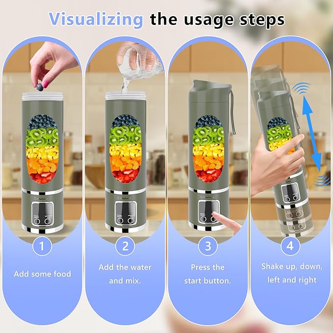 Portable Blender Personal Electric USB 500ML Portable juicer Shakes and Smoothies Blender Small Blenders Mixing Compact Convenient and Versatile Green