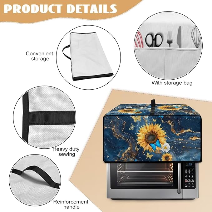 Doojoayie Toaster Cover 8 Slice Kitchen Appliance Covers 22.5x18.5x 13 Bread Machine Dust Protector Modern Home Kitchen Decoration Sunflower &amp Buttefly Print