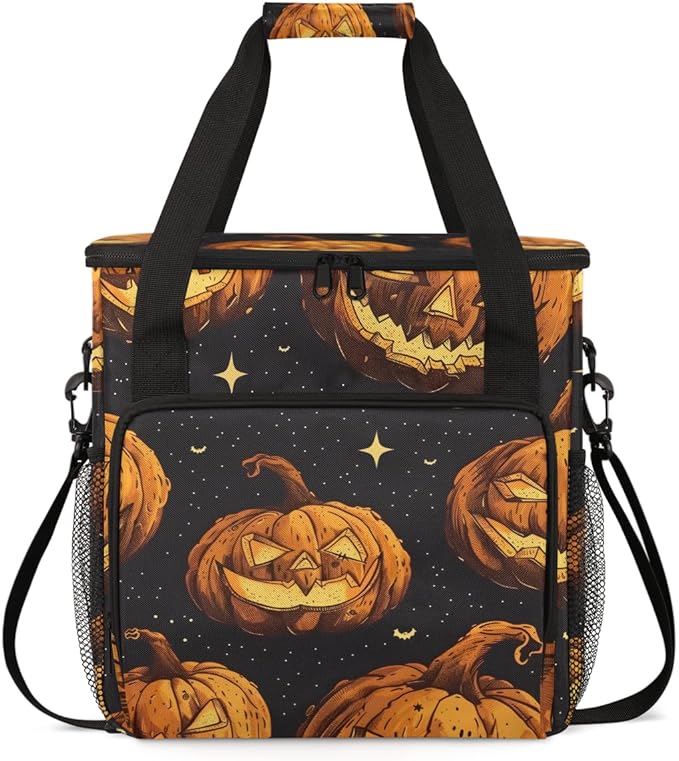 Magical Pumpkin Coffee Maker Carrying Bag Glitter Pumpkin Travel Storage Bag Compatible with K-Mini or K-Mini Plus Single Serve Coffee Brewer Carrying Case with Multiple Pockets &amp Shoulder Strap