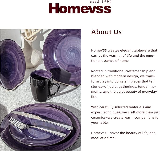 Stoneware Sonoma 56pc Dinnerware Set Black + Speckled Spin Wash Purple