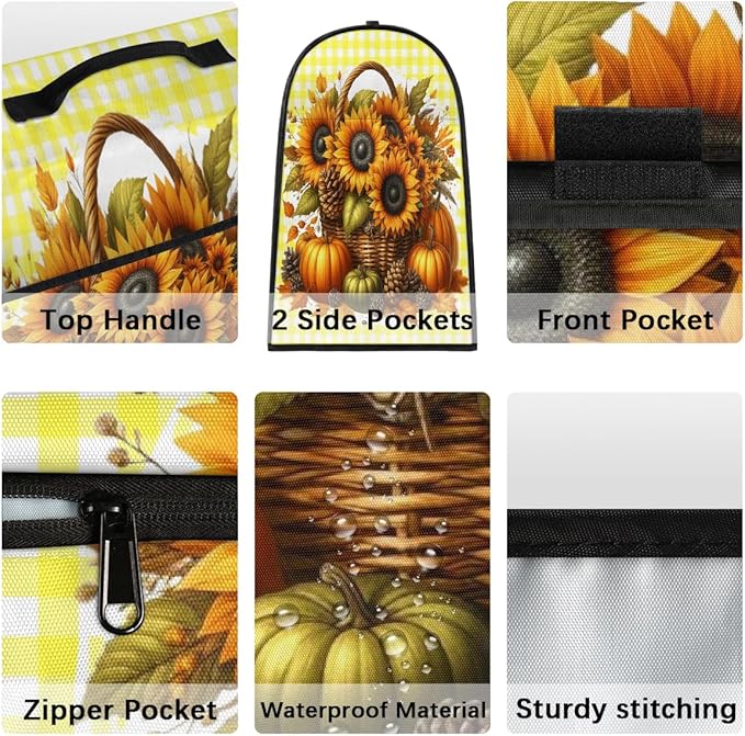 cfpolar Kitchen Aid Mixer Cover Compatible with 6-8 Quarts Pumpkin Sunflower Pinecones Stand Mixer Cover Kitchen Aid Mixers Accessories Appliance Organizer Bag Dust Covers with Zipper Pocket