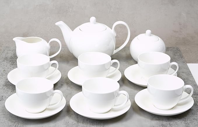 Bone China Coupe Shape Elegance White Sugar &amp Milk Pot Set