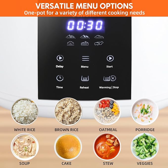 Rice Cooker Small6-Cup (Uncooked) / 12-Cup (Cooked)6-in-1 Multi CookerElectric Smart Rice CookerPortable Non-Stick Rice Maker With Steamer Basket12 Hours Timer Delay &amp Keep Warm Function