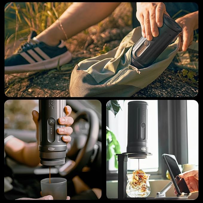 IKAPE Newly KAPO K2 Pro Portable Espresso Machine with Bl uetooth APP Connect &amp 58mm Bottomless Basket Electric Coffee Maker 20 Bar Pressure for Home Travel Camping