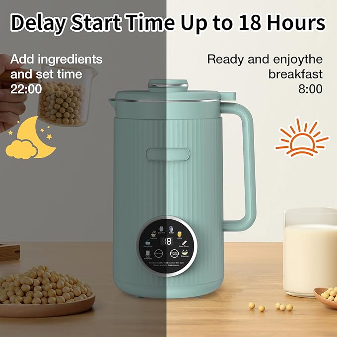 VBGK 8 in 1 Nut Milk Maker Blender With 20 Bladers40oz Soy Almond Oat Coconut Plant Based and Non Dairy Beverages Automatic Soybean Machine With Delay Start/Keep Warm/Boil Water/Auto-clean.