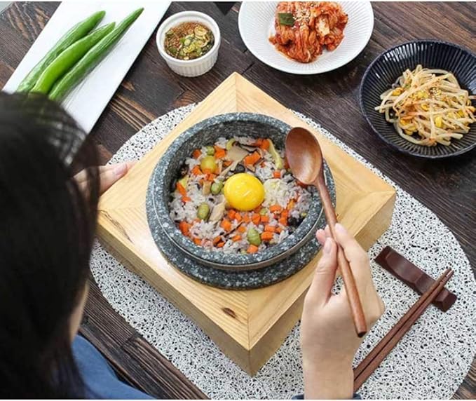 Jangsoo Gopdol Natural Giblet Pot Dolsot Pot with Stone Lid for Nutrition Rice Steamer (Large 7 X 3.5 inch)