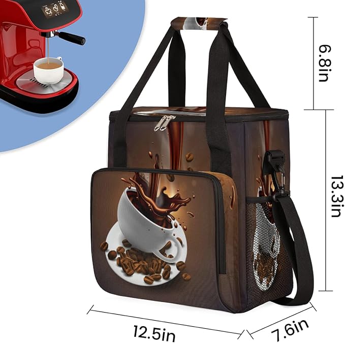 cfpolar Coffee Maker Storage Bag Waterproof Travel Carrying Storage Tote Bag Organizer Case Compatible with K-Mini or K-Mini Plus And Suitable for Other Accessories With Pockets for K-Cup Pods