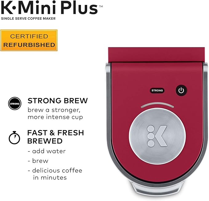 Keurig K-Mini Plus Coffee Maker Certified Refurbished Cardinal Red (Renewed)