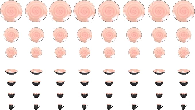 Stoneware Sonoma 56pc Dinnerware Set Black + Speckled Spin Wash Rose