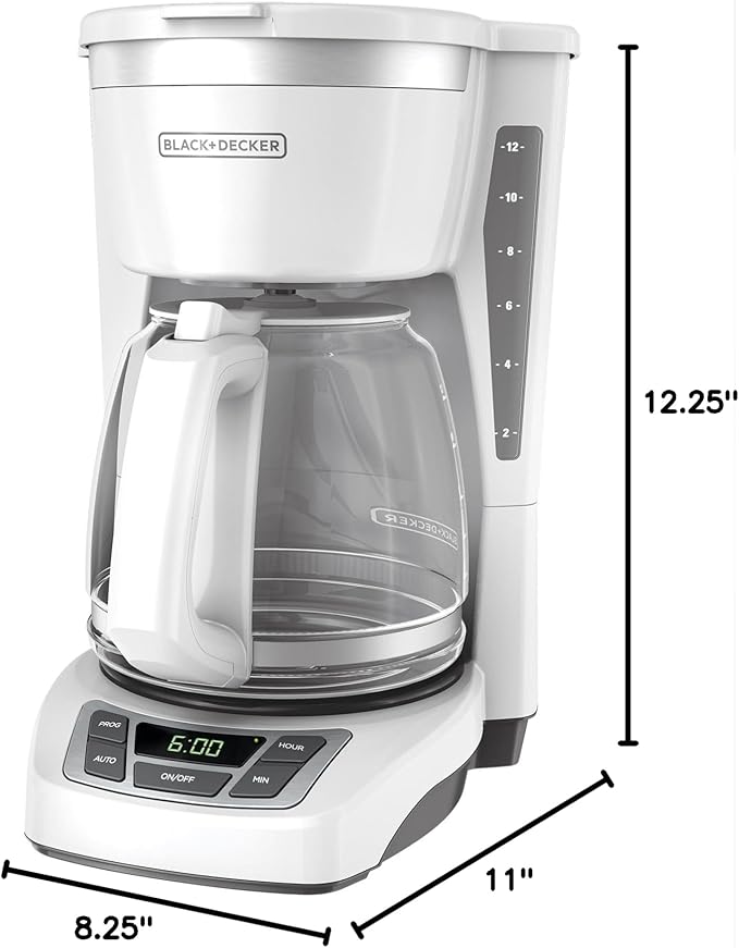 BLACK+DECKER CM1160W-1 CM1160W 12-Cup Programmable Coffeemaker White/Stainless Steel