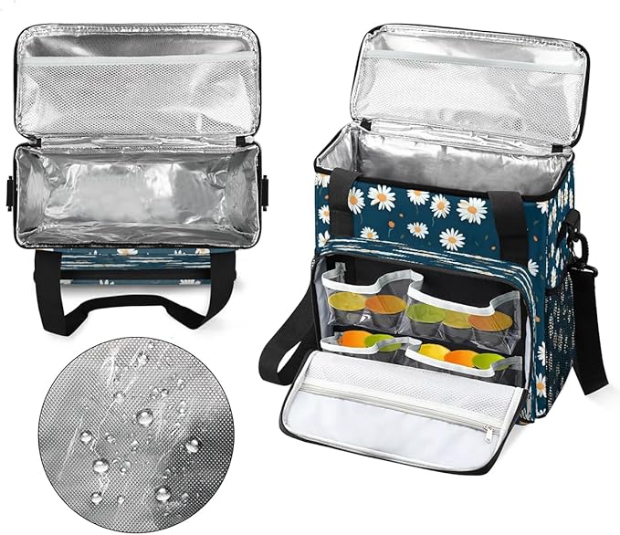 Daisy Floral Printed Coffee Maker Travel Bag for K-Mini or K-Mini Plus Single Serve Coffee Brewer Portable Storage Tote Case for Tarvel
