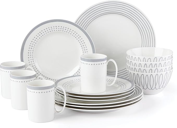 Kate Spade New York Charlotte Street East Pc Dinnerware Set Slate 16 Count Taupe/Grey