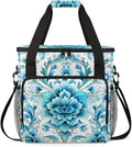 Botanic Floral Coffee Maker Carrying Bag Retro Flower Travel Storage Bag Compatible with K-Mini or K-Mini Plus Single Serve Coffee Brewer Carrying Case with Multiple Pockets &amp Shoulder Strap