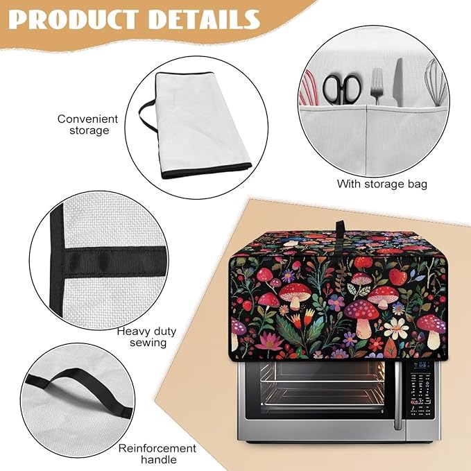 Doojoayie Mushroom Toaster Cover 4 Slice Bread Making Machine Dustproof Protector Dust-proof Appliance Covers for Toaster/Small Appliance/Air Fryer