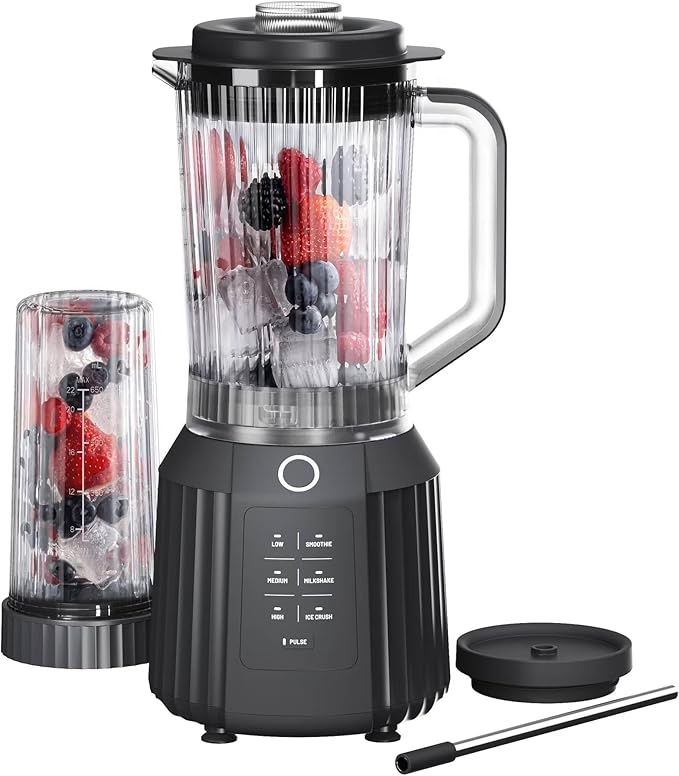 Countertop Blender with Pitcher and To-Go Cup 1100W High-Power Blender Stainless Steel Blade Multiple Speed Settings (Slate Gray)