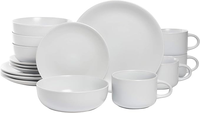 10 Strawberry Street Wazee Matte Coupe Dinnerware Pack of 16 White