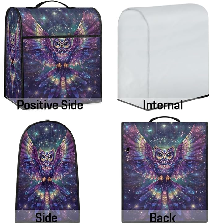 cfpolar Kitchen Aid Mixer Cover Compatible with 6-8 Quarts Glowing Owl Animal Stand Mixer Cover Kitchen Aid Mixers Accessories Appliance Organizer Bag Dust Covers with Zipper Pocket