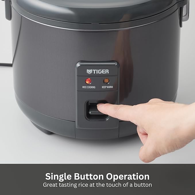 Tiger JNP-S18U-KY 10 Cup Capacity White Rice Cooker with Non-Stick Inner Pot Retractable Power Cord and Keep Warm up to 12 hours (Obsidian Black)