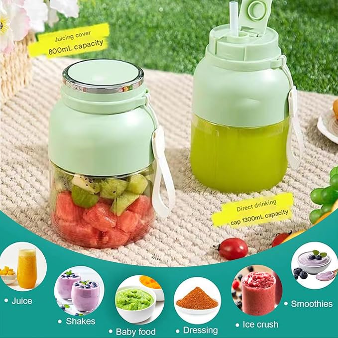 Portable Electric Citrus Juicer &amp Smoothie Blender28 Oz On-the-Go Fresh Juice Makerwith Straw &amp 2 Lids Mini Blender for Fruit Lime Squeezer