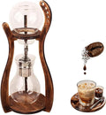 Wooden Support Drip Coffee Maker 800ML/27OZ Iced Coffee Brewer Maker with Stainless Steel Filter &amp Durable Glass Adjustable Water Flow Dripper 6-8 Cup Capacity Suit for Coffee Tea