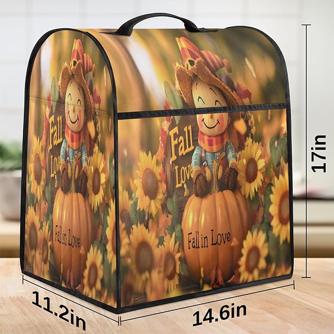 cfpolar Kitchen Aid Mixer Cover Compatible with 6-8 Quarts Pumpkin Scarecrow Sunflower Stand Mixer Cover Kitchen Aid Mixers Accessories Appliance Organizer Bag Dust Covers with Zipper Pocket