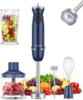 Immersion Blender Handheld 5 in 1 Hand Blender 1000W Hand Mixer Stick BPA-Free 12 Speed Handheld Blender 304 Stainless Beaker Chopper Whisk and Milk Frother Soup Smoothies Baby Food Sauce