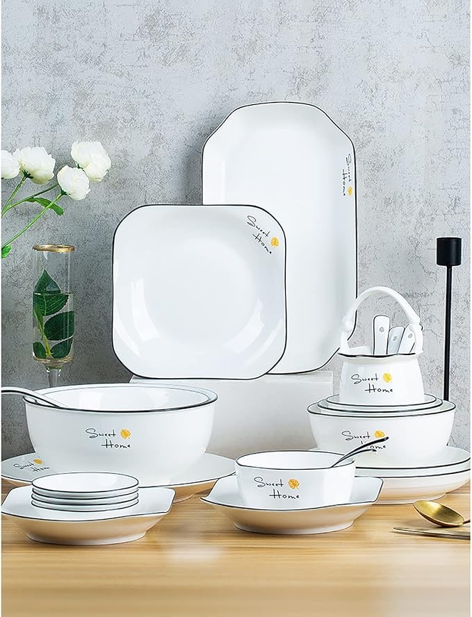 Dinnerware Set/Household Nordic Japanese-Style Simple Ceramic Dishes Dishes Dishes Tableware Tableware Set