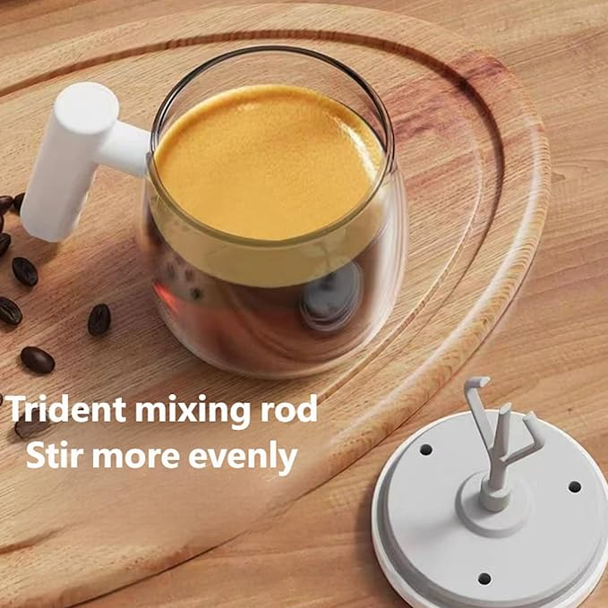 2026 New Self-Stirring Mug Self Stirring Coffee Mug 400ml 7000 Rpm Electric Mixer Cup Heat-Protection Glass Automatic Coffee Blender with Lid for CoffeeMilkCocoa and Other Beverages (White)