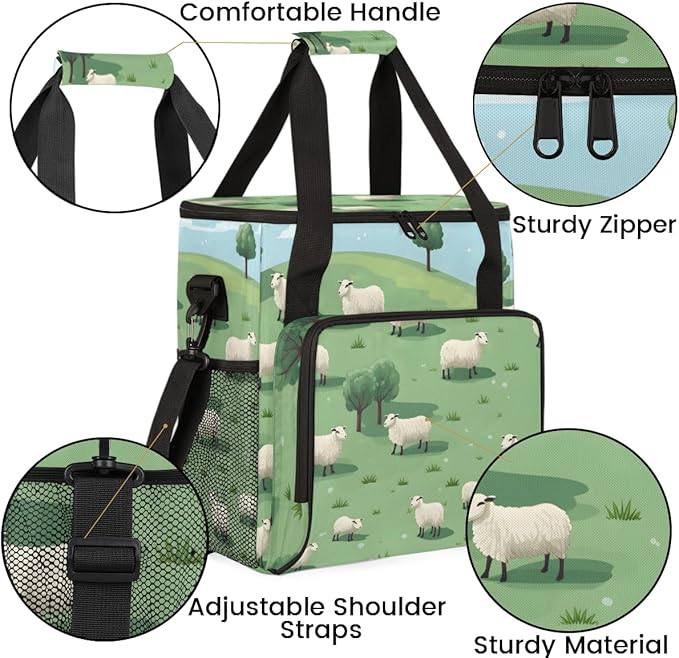 Cute Sheep Coffee Maker Carrying Bag Steppe Trees Travel Storage Bag Compatible with K-Mini or K-Mini Plus Single Serve Coffee Brewer Carrying Case with Multiple Pockets &amp Shoulder Strap