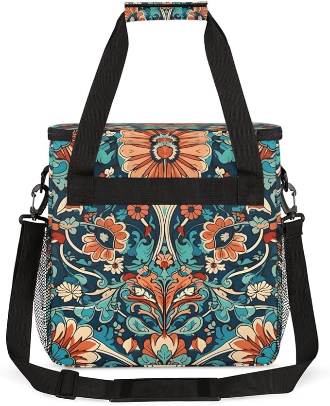 Vintage Classic Floral Coffee Maker Carrying Bag Travel Storage Bag Compatible with K-Mini or K-Mini Plus Single Serve Coffee Brewer Carrying Case with Multiple Pockets &amp Shoulder Strap