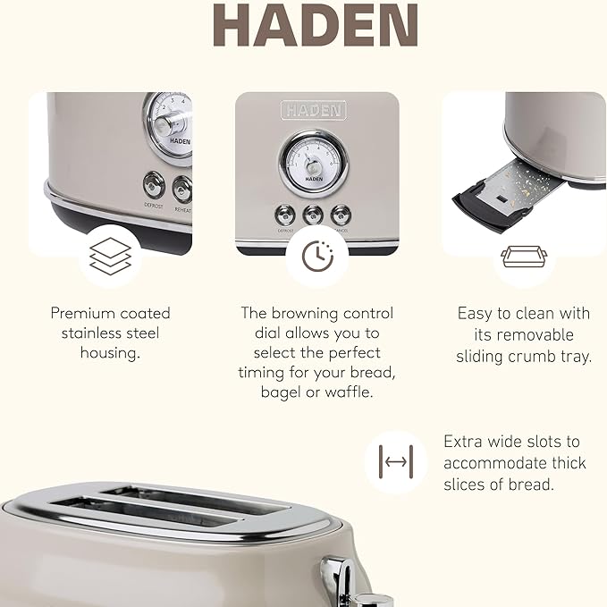 Haden 12 Cup Programmable Drip Coffee Maker Coffee Machine Bundled with Dorset 2 Slice Wide Slot Stainless Steel Toaster Putty &amp Chrome