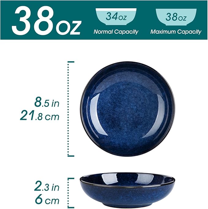 vancasso Starry 18 Pieces Dinnerware Sets for 6 Bundles Stern Large Pasta Bowls Set of