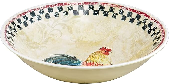 UPware 12 Piece Country Rooster Melamine Dinnerware Sets Outdoor Dishes Set Plates and Bowls Sets Service for 4 Multicolor
