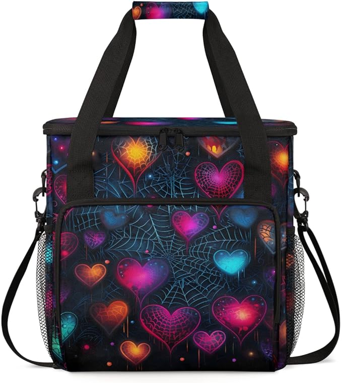 Heart Cobweb Coffee Maker Carrying Bag Portable Travel Storage Tote Bag Compatible with K-Mini or K-Mini Plus Single Serve Coffee Brewer Carrying Case with Multiple Pockets &amp Shoulder Strap
