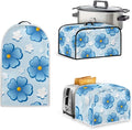Blue Floral 4 Slice Toaster Cover Small Appliance Cover 3-Pcs SetBread Toaster  Blender and Slow Cooker Dust and Fingerprint Protection Machine Washable Kitchen Decor (Blue)