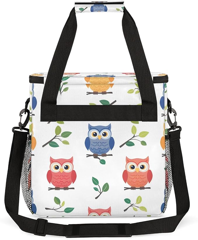 Owls Travel Coffee Maker Carrying Bag Large Organizer Storage Tote Bag Insulated Reusable Cooler Grocery Bags
