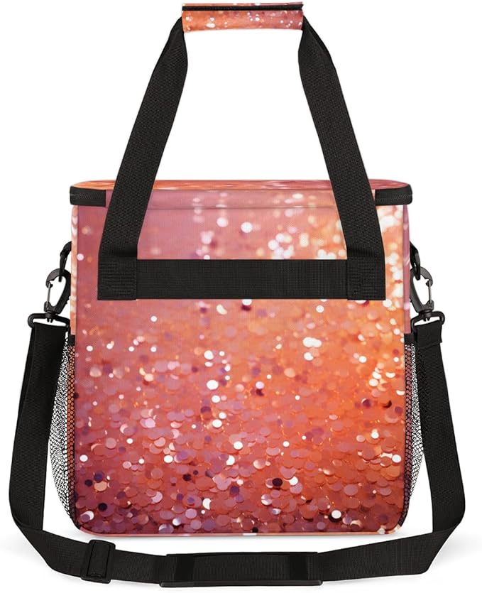 Glitter Coffee Maker Carrying Bag Rose Red Portable Travel Storage Tote Bag Compatible with K-Mini or K-Mini Plus Single Serve Coffee Brewer Carrying Case with Multiple Pockets &amp Shoulder Strap