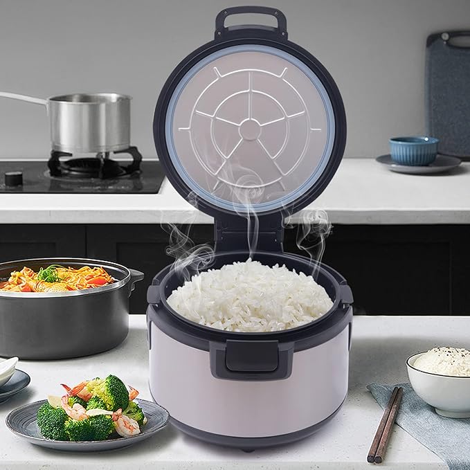 Electric Rice Warmer19L/20Qt Stainless Steel Rice Pot Warmer Food Warmer Pot with Rice SpoonCommercial Large Rice Warmer Insulated Rice Pot for Restaurants Rice Porridge Soup (A Style)