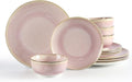 Sweejar Dinnerware Sets Service for 4 12 pcs Porcelain Plates and Bowls for Kitchen Housewaring Gift Chip and Scratch Resistant Dish Set Handmade Dishwasher and Microwave Safe Plate Set Pink